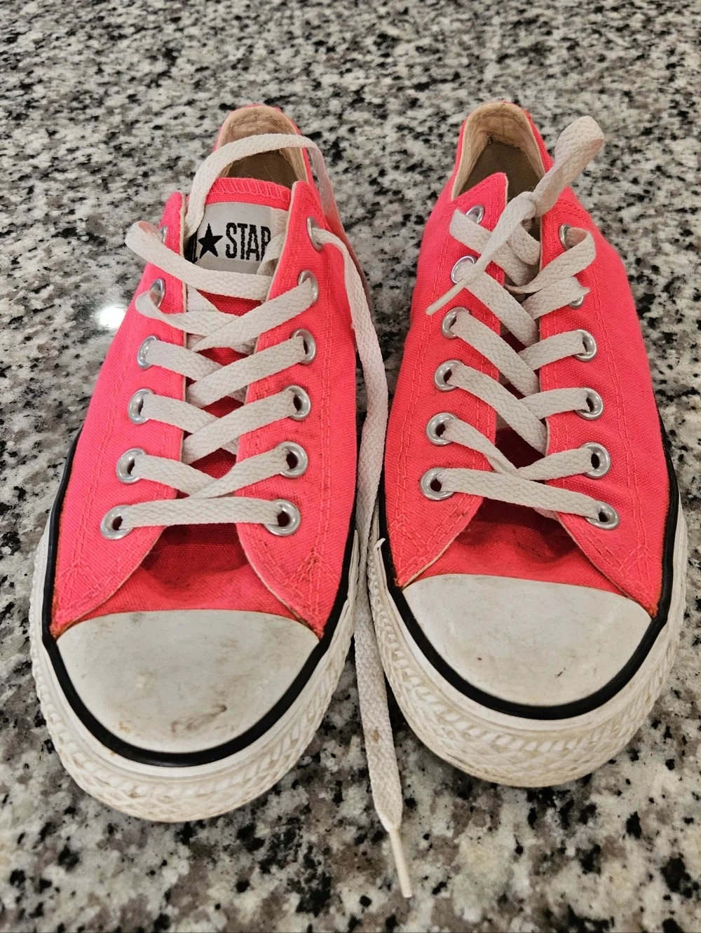 Neon Pink Low Top Converse All Star Canvas Sneakers - Picture 2 of 5